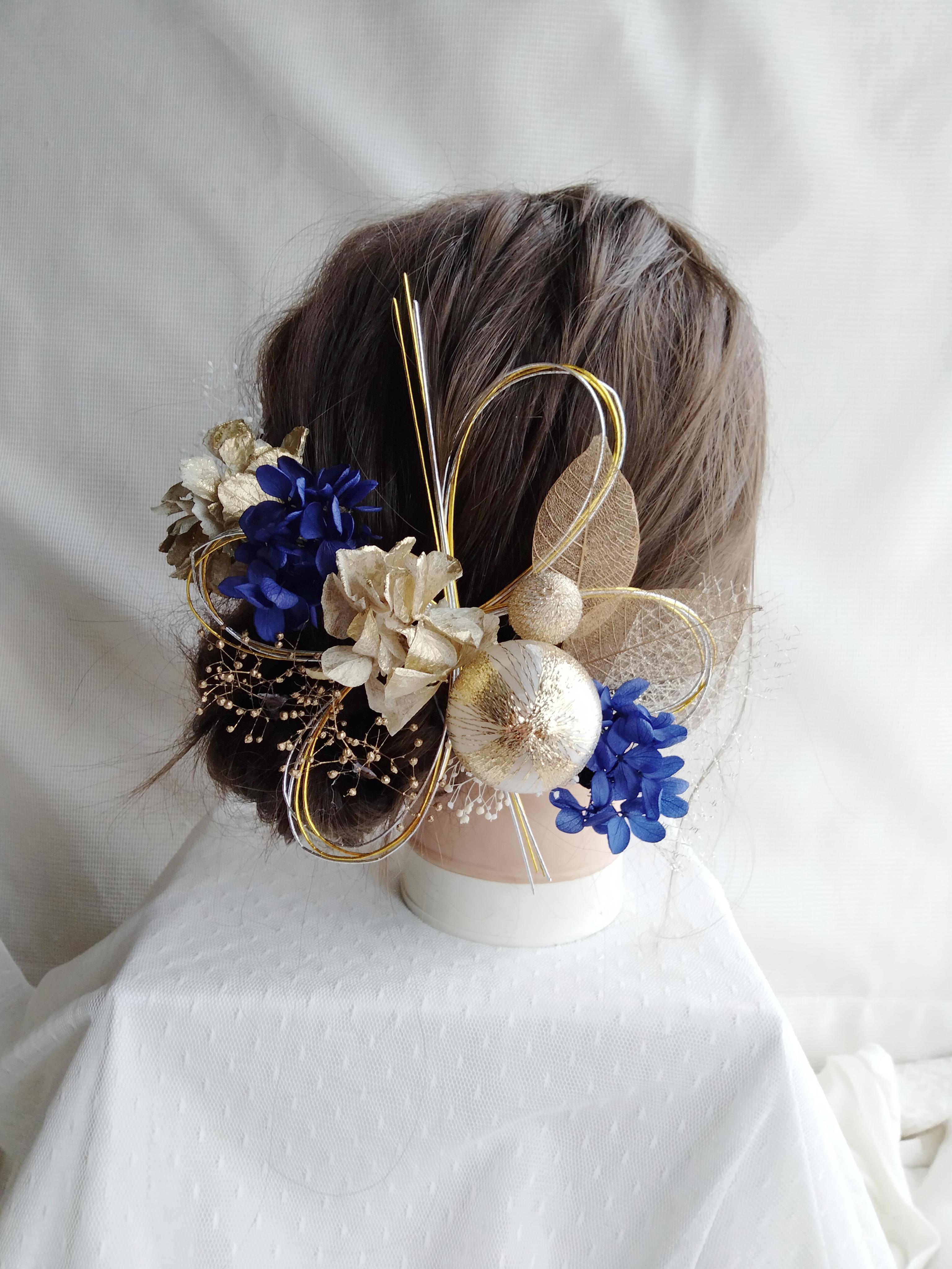 A23 水引と和玉の髪飾り 卒業式 成人式 結婚式 ドライフラワー