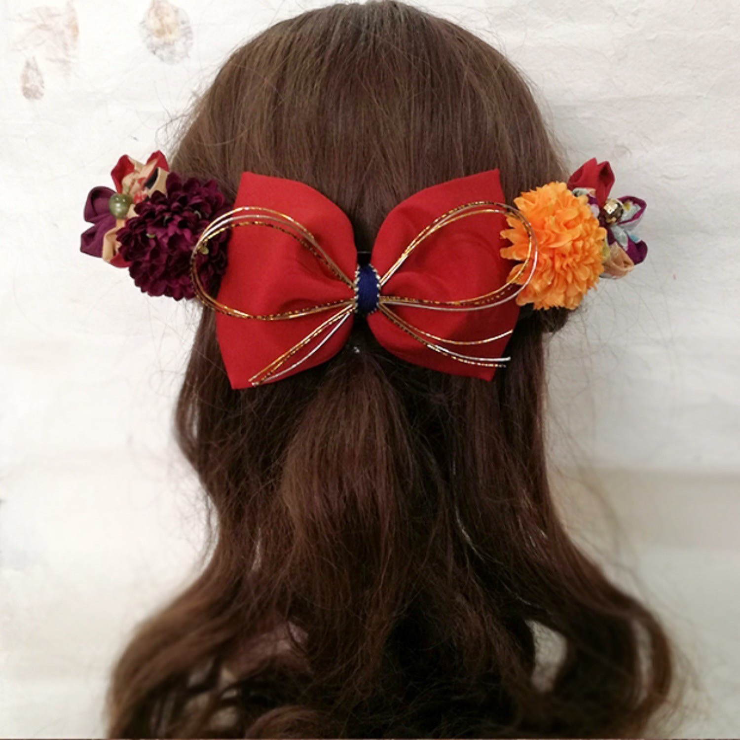 【送料無料】卒業式　袴　結婚式　髪飾り　赤　お花　はいからさんが恋する乙女の飾り(御祝いの日)【色変更可能】