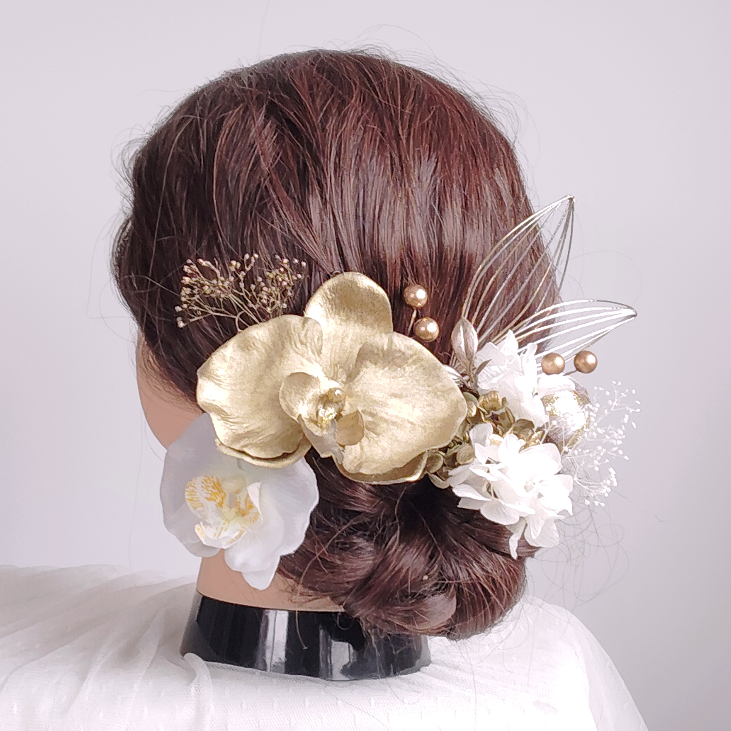 胡蝶蘭の髪飾り　白無垢　 水引 　髪飾り　 ヘッドドレス　 ヘアアクセサリー　前撮り　ウェディング　 結婚式 　卒業式