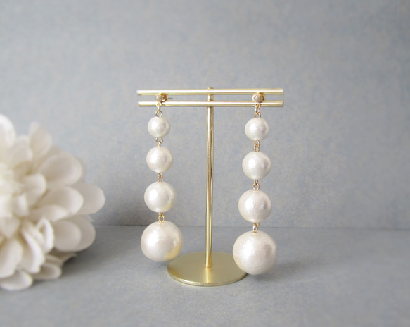 White Cotton Pearl earring／pierce*2579* 2枚目の画像