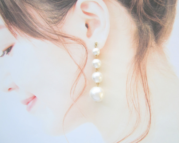 White Cotton Pearl earring／pierce*2579* 7枚目の画像