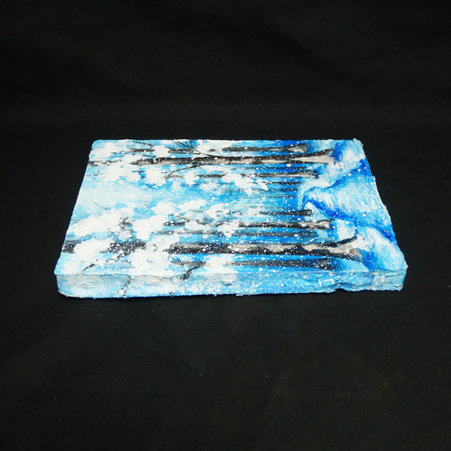 油絵 原画 油彩画 絵画 「白銀の森の小道」 冬 景色 風景画 インテリア