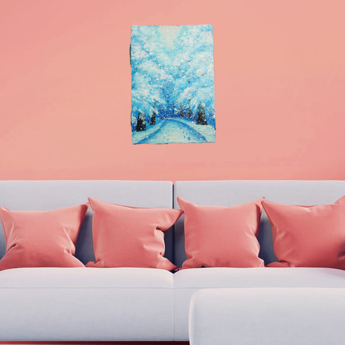 油絵 絵画【雪景色】 絵画 HR 通販 6801498｜Creema(クリーマ)