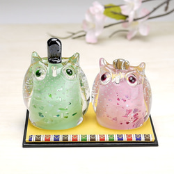 Yugen Glass ひなたまご 吹きガラスのお雛様 雛人形 作家もの ひなたまご(緑＆オレンジ』/ガラス雛/雛飾り/雛人形/お雛様/桃の節句