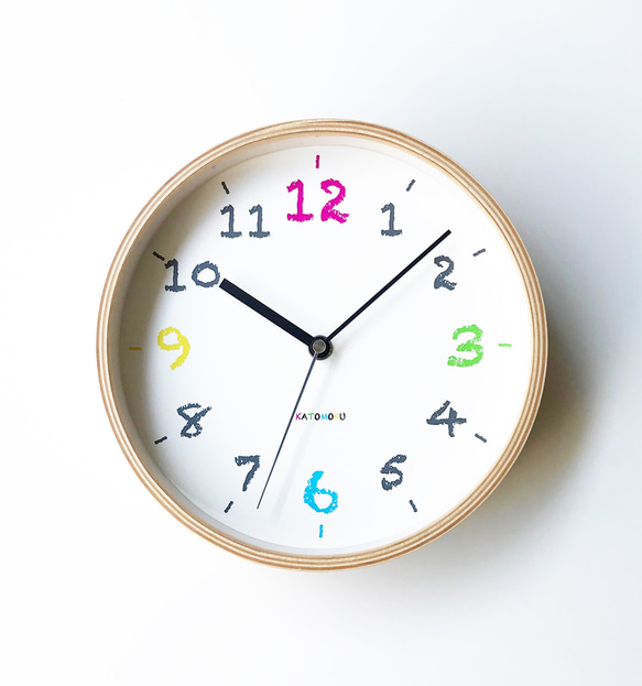 KATOMOKU plywood wall clock 14 km-85RC 電波時計 3枚目の画像