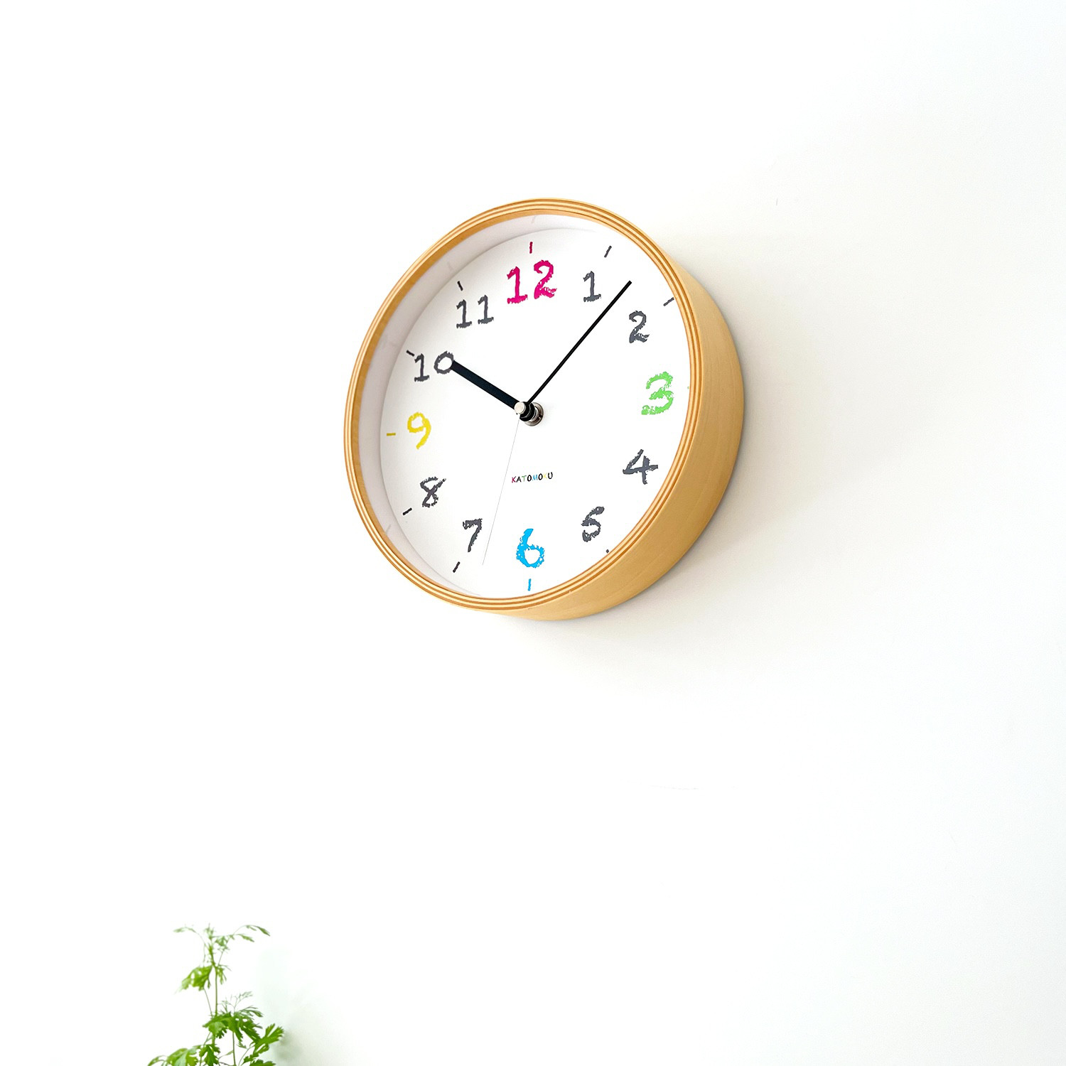 KATOMOKU plywood clock 14 km-85NA 掛け時計 木製 静か 小さい