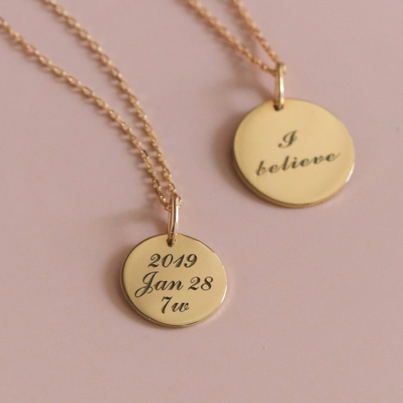 セミオーダー Circle 10 K10/K18 お名前誕生日刻印　ライフログペンダントトップ 4枚目の画像