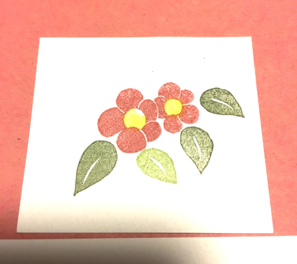 ✿季節の花はんこ✿《色分けできる》【椿】2.5㎝ 3枚目の画像