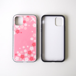 強化ガラスiPhoneケース【桜とツバメ】 #iPhone15対応 2枚目の画像