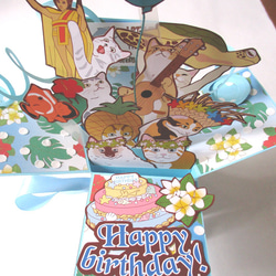 ★NEW★ポップアップカードBOX「海と猫」（ハワイっぽいカードを夏がお誕生日の方に贈ってみては？） 2枚目の画像