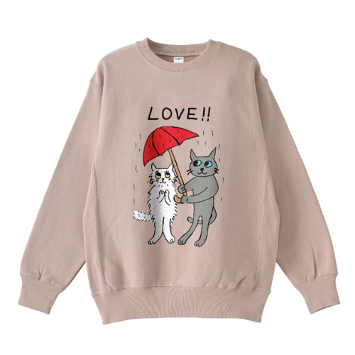 美品MSGM クロップドトレーナースウェット裏起毛ネコキャット猫 ラブ