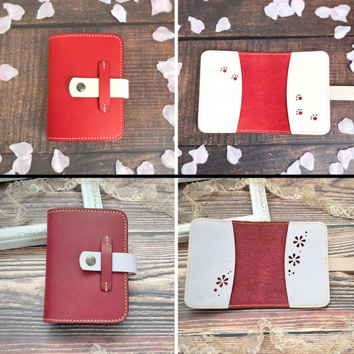 色を選べる 本革カードケース＊ブック型クリアホルダー《名入れ無料