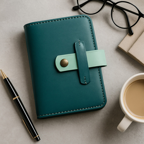 色を選べる 本革カードケース＊ブック型クリアホルダー《名入れ無料