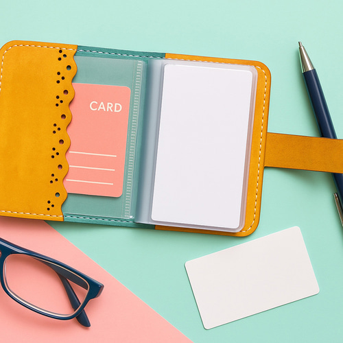 色を選べる 本革カードケース＊ブック型クリアホルダー《名入れ無料