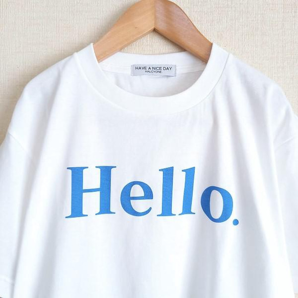・Hello. Tシャツ  ロゴTシャツ ブルー 2枚目の画像