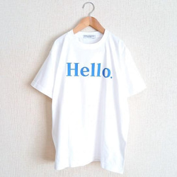 ・Hello. Tシャツ  ロゴTシャツ ブルー 1枚目の画像