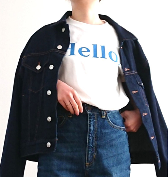 ・Hello. Tシャツ  ロゴTシャツ ブルー 3枚目の画像