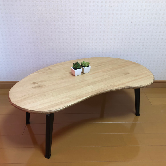【豆型2/ラスティクパイン】アンティーク風・折りたたみ式ローテーブル・テーブル・一人暮らし・豆型＜No.052＞ 2枚目の画像