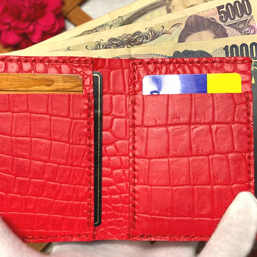 チュリコ⭐︎プロフご覧くださいさま専用【希少　高級感漂うクロコ型押し】財布　本革 財布 レディース ミニ財布 レザー クロコ 型押し 牛革 本革 GOLD