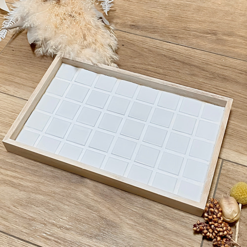 シンプルでおしゃれな美濃焼タイルのネイビーのトレー 紺 おぼん 【大