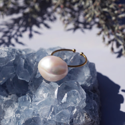 精緻光澤★大淡水珍珠均碼★手術不銹鋼戒指~雪光 第10張的照片