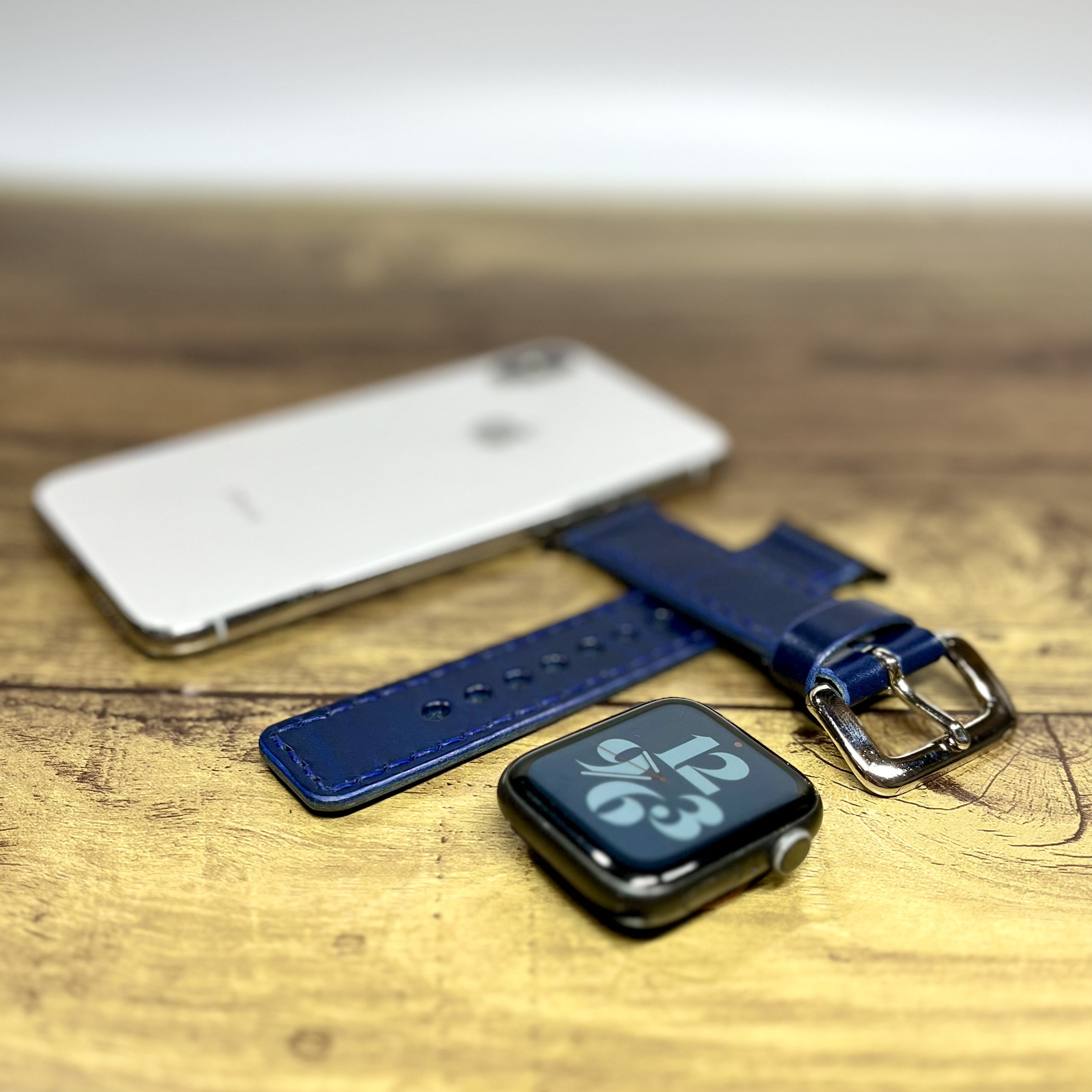 ※受注製作【apple Watch】 レザーバンド ルガトショルダー ネイビー【アップルウォッチ】レザーベルト