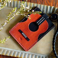 【名入れ】【ギター・ウクレレパスケース【カード2枚収納】リール＆ロープ付 ※袋ラッピング無料 16枚目の画像