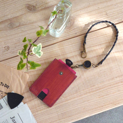 【名入れ】【ギター・ウクレレパスケース【カード2枚収納】リール＆ロープ付 ※袋ラッピング無料 3枚目の画像