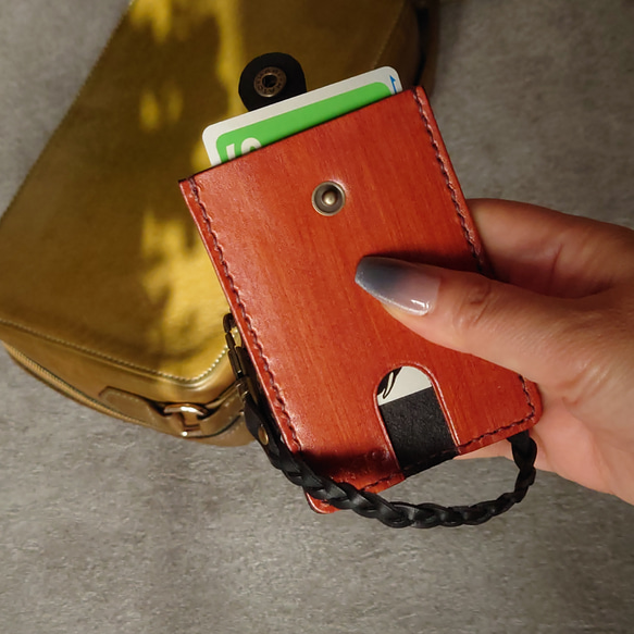 【名入れ】【ギター・ウクレレパスケース【カード2枚収納】リール＆ロープ付 ※袋ラッピング無料 9枚目の画像