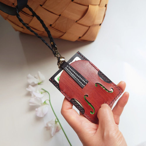 名入れ】【バイオリン・チェロ・コントラバス】パスケース【カード2枚