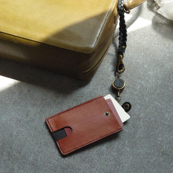 【名入れ】【バイオリン・チェロ・コントラバス】パスケース【カード2枚収納】リール＆ロープ付※袋ラッピング無料 9枚目の画像