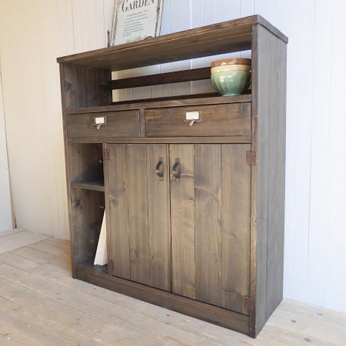 サイズ、デザインオーダー可！２引出２観音扉キャビネット●エスプレッソ無垢受注製作 サイズ、デザインオーダー可！2引出2観音扉キャビネット