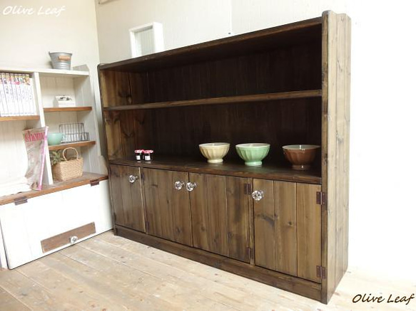 サイズ、デザインオーダー可●超ワイド４枚扉キャビネット●エスプレッソ●受注製作 サイズ、デザインオーダー可○超ワイド4枚扉キャビネット