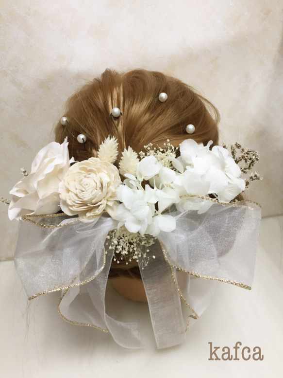 ♡18 件套薄紗絲帶花朵頭飾 第1張的照片