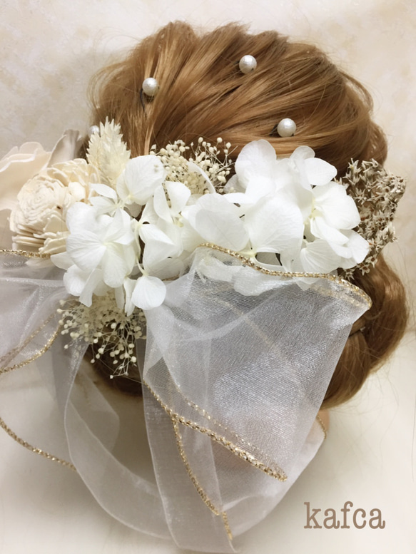 ♡18 件套薄紗絲帶花朵頭飾 第3張的照片