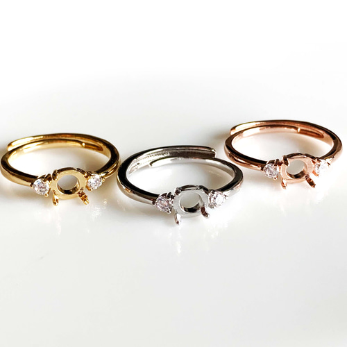 R03 上品 ミニ 円 楕円 雫 リング枠 ルース 裸石 天然石 指輪 空枠 石