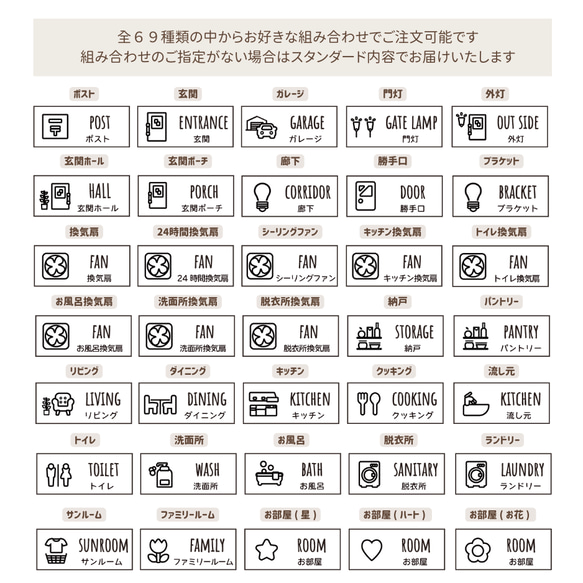 《No,7》10枚〜OK!!全69種類/スイッチラベル/組み合わせ自由✨ホワイトor乳白 3枚目の画像