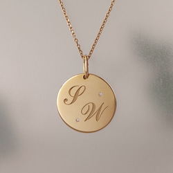 セミオーダー Circle 14 K10/K18 名入れ誕生日刻印 ライフログペンダントトップ 2枚目の画像