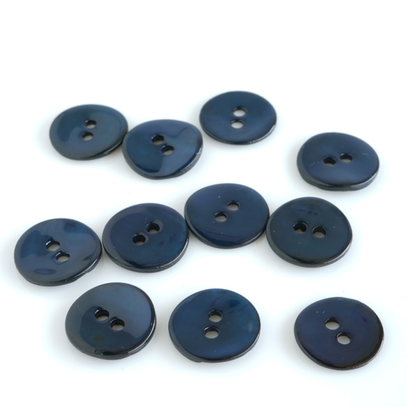 3個) 12mm カラー貝ボタン ネイビー フランス製 ＊ 天然素材 シェル