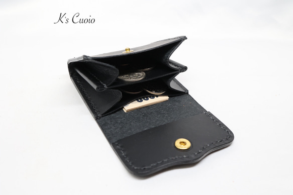 ヌメ革 手縫い小銭入れ（ブラック色）【送料無料】 10枚目の画像