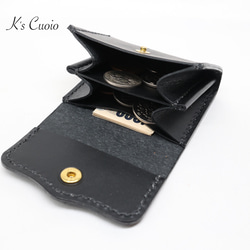 ヌメ革 手縫い小銭入れ（ブラック色）【送料無料】 2枚目の画像