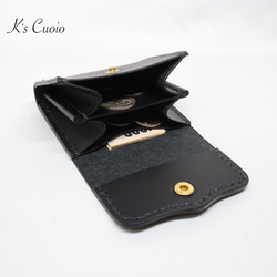 ヌメ革 手縫い小銭入れ（ブラック色）【送料無料】 11枚目の画像