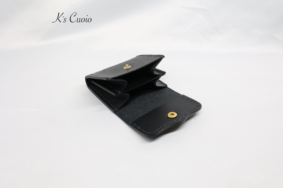 ヌメ革 手縫い小銭入れ（ブラック色）【送料無料】 15枚目の画像