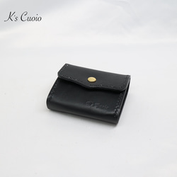 ヌメ革 手縫い小銭入れ（ブラック色）【送料無料】 3枚目の画像