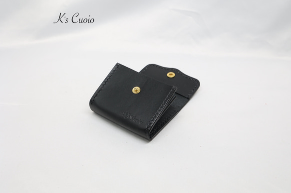 ヌメ革 手縫い小銭入れ（ブラック色）【送料無料】 6枚目の画像