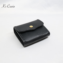 ヌメ革 手縫い小銭入れ（ブラック色）【送料無料】 4枚目の画像