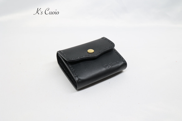 ヌメ革 手縫い小銭入れ（ブラック色）【送料無料】 4枚目の画像