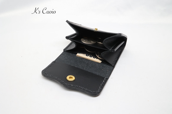 ヌメ革 手縫い小銭入れ（ブラック色）【送料無料】 5枚目の画像