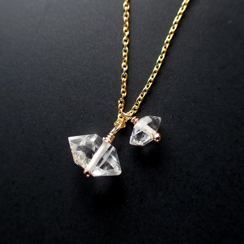ハーキマーダイヤモンド（ストレンドネックレス） 16kgpネックレス ハーキマーダイヤモンドのネックレス – leap Jewellery