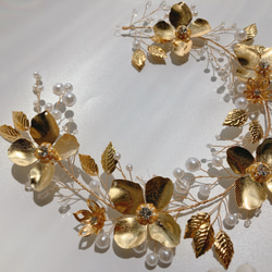 botanical 小枝アクセサリー ゴールド ヘッドドレス 35cm 5枚目の画像